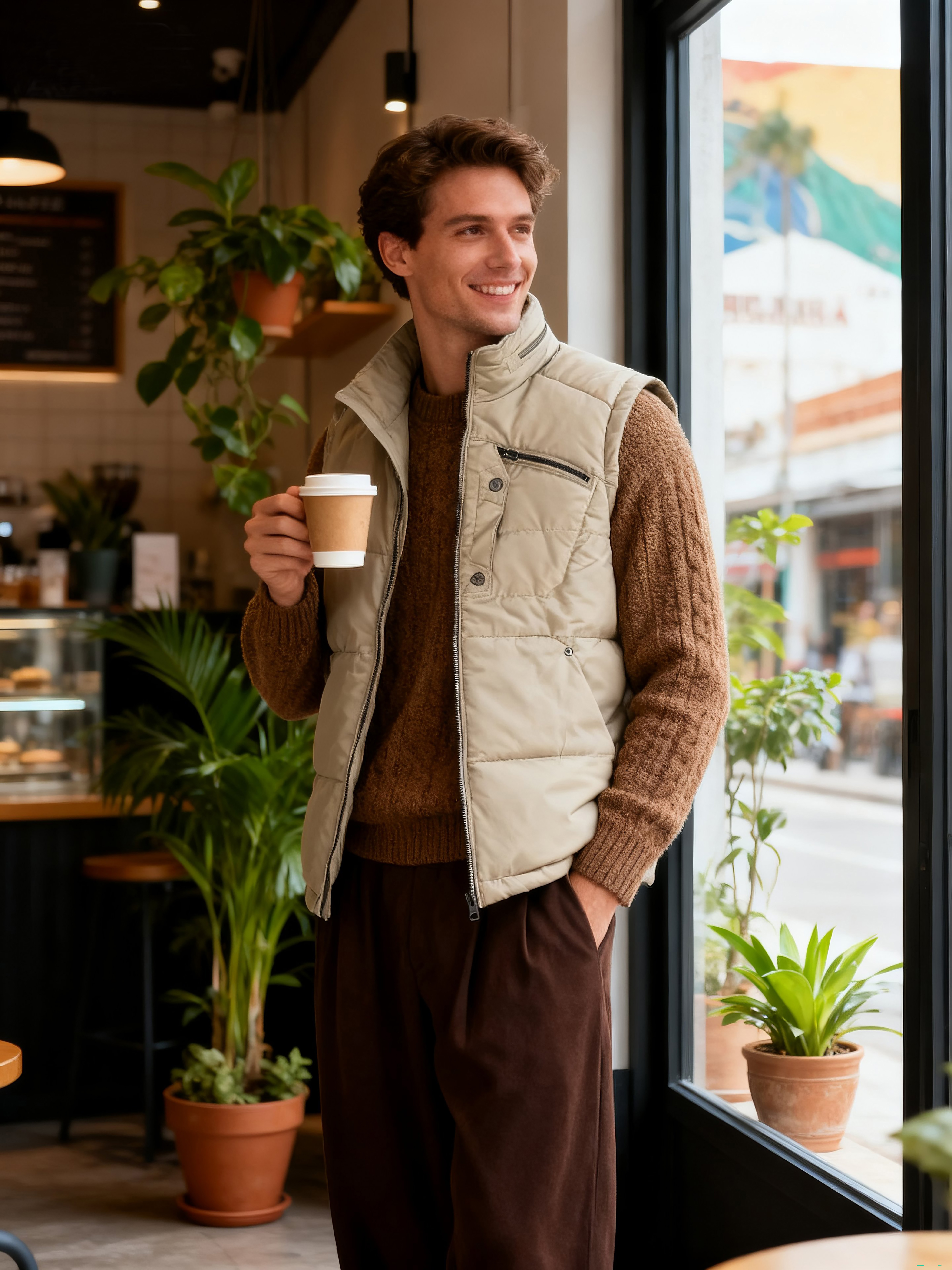 2411089 男女合穿可拆袖變背心多功能夾克棉外套