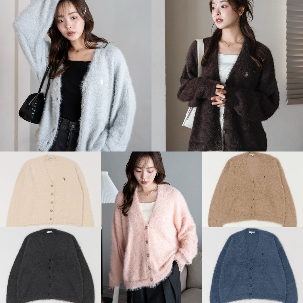 預購┃U.S. POLO ASSN. 刺繡 寬鬆 毛茸茸 針織 開襟衫 外套