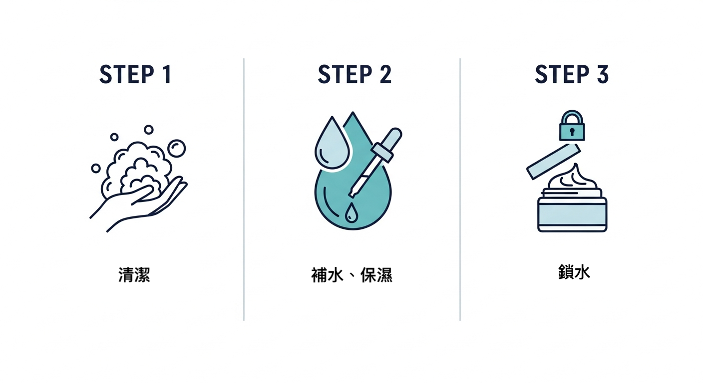 臉部保濕三步驟流程圖！