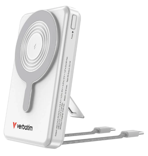 【3C認證】Verbatim | 五合一 Charge 'n' Go 10000mAh 顯示屏磁吸行動電源