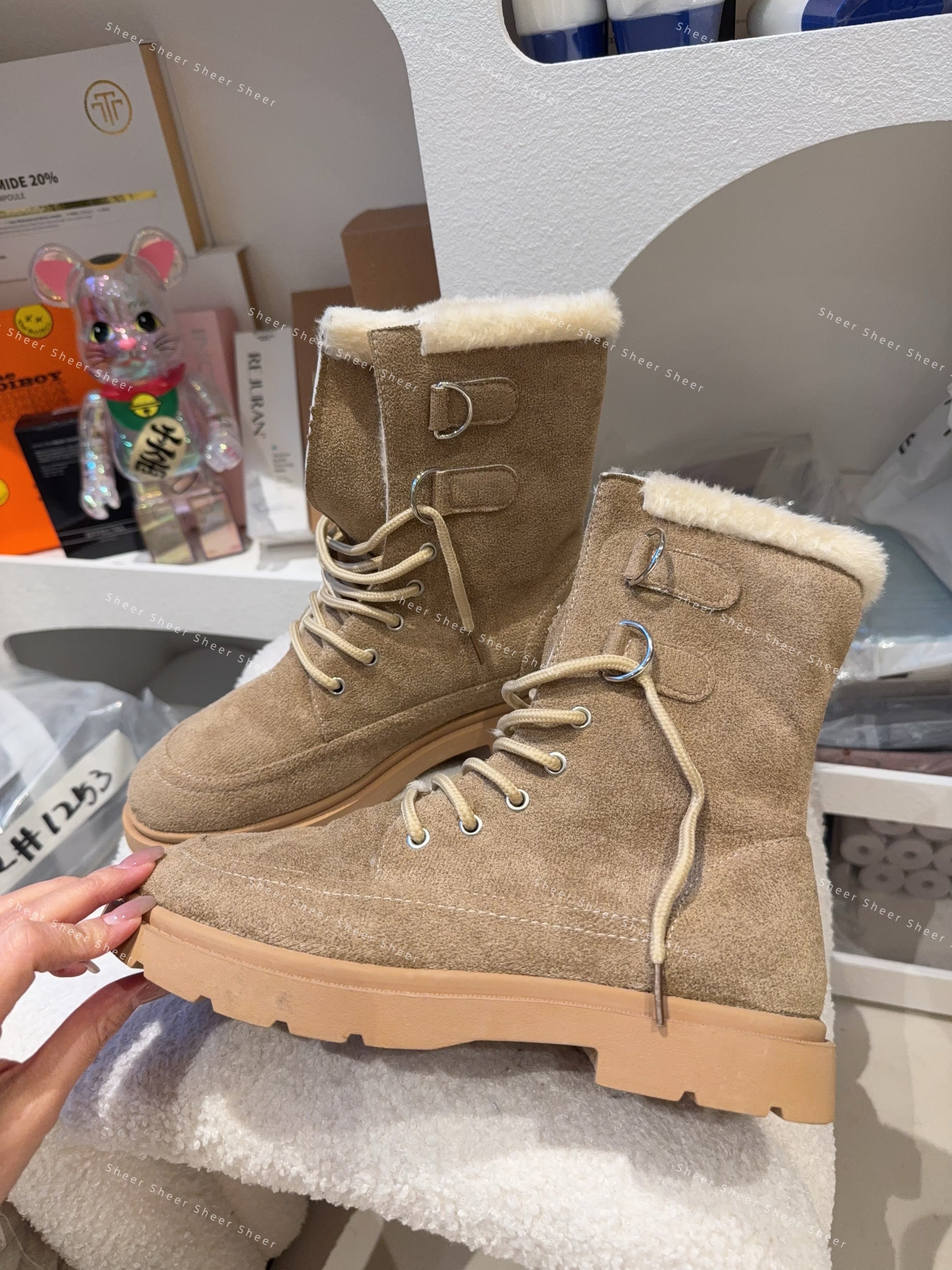 毛毛綁帶猄皮Boot