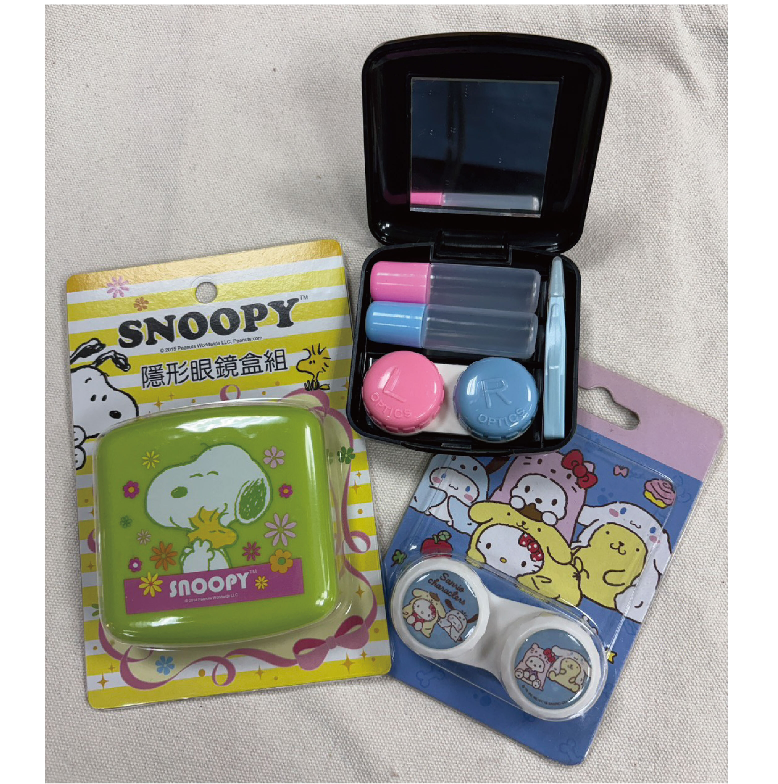 台中院｜史奴比隱形眼鏡盒+維尼鏡子(各1)