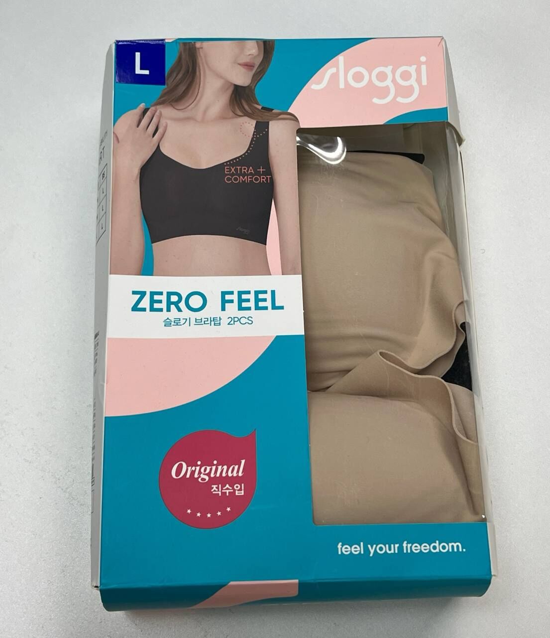 [S] KOREA 6651001 SLOGGI SKIN/BLACK ZERO FEEL BRA TOP 2PCS, TCB0089_I-SKIN/BLACK (SZZ843)