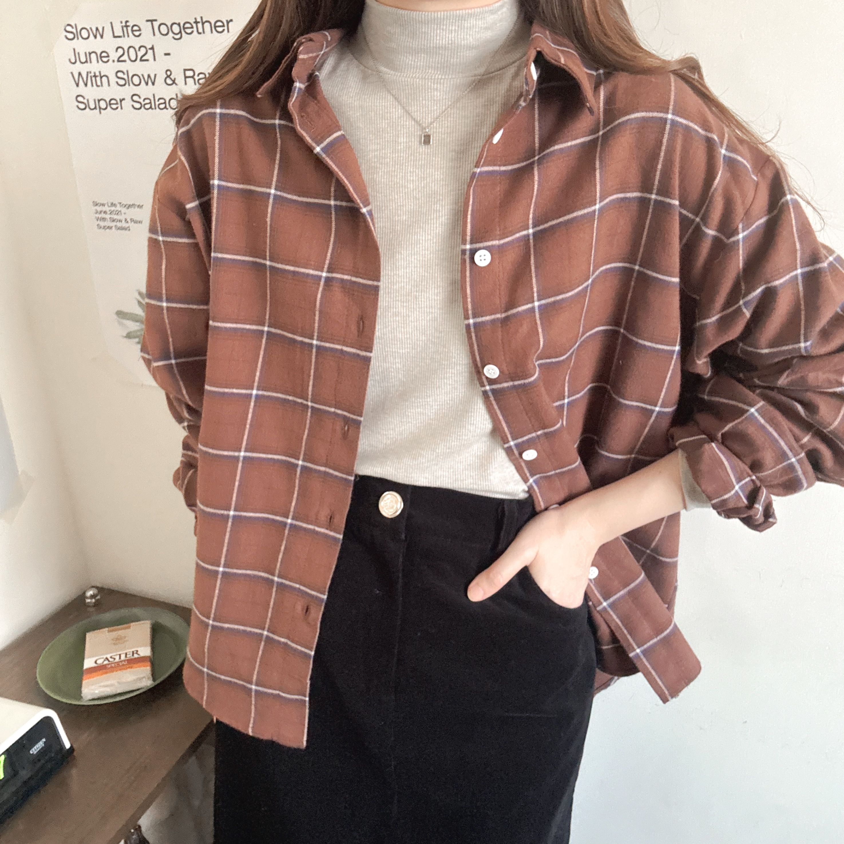 軟身大格仔恤衫