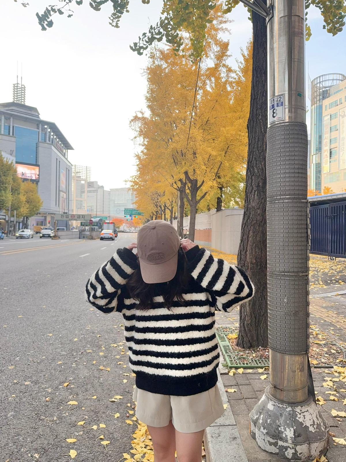 半拉鍊橫間毛毛針織上衣(黑色)