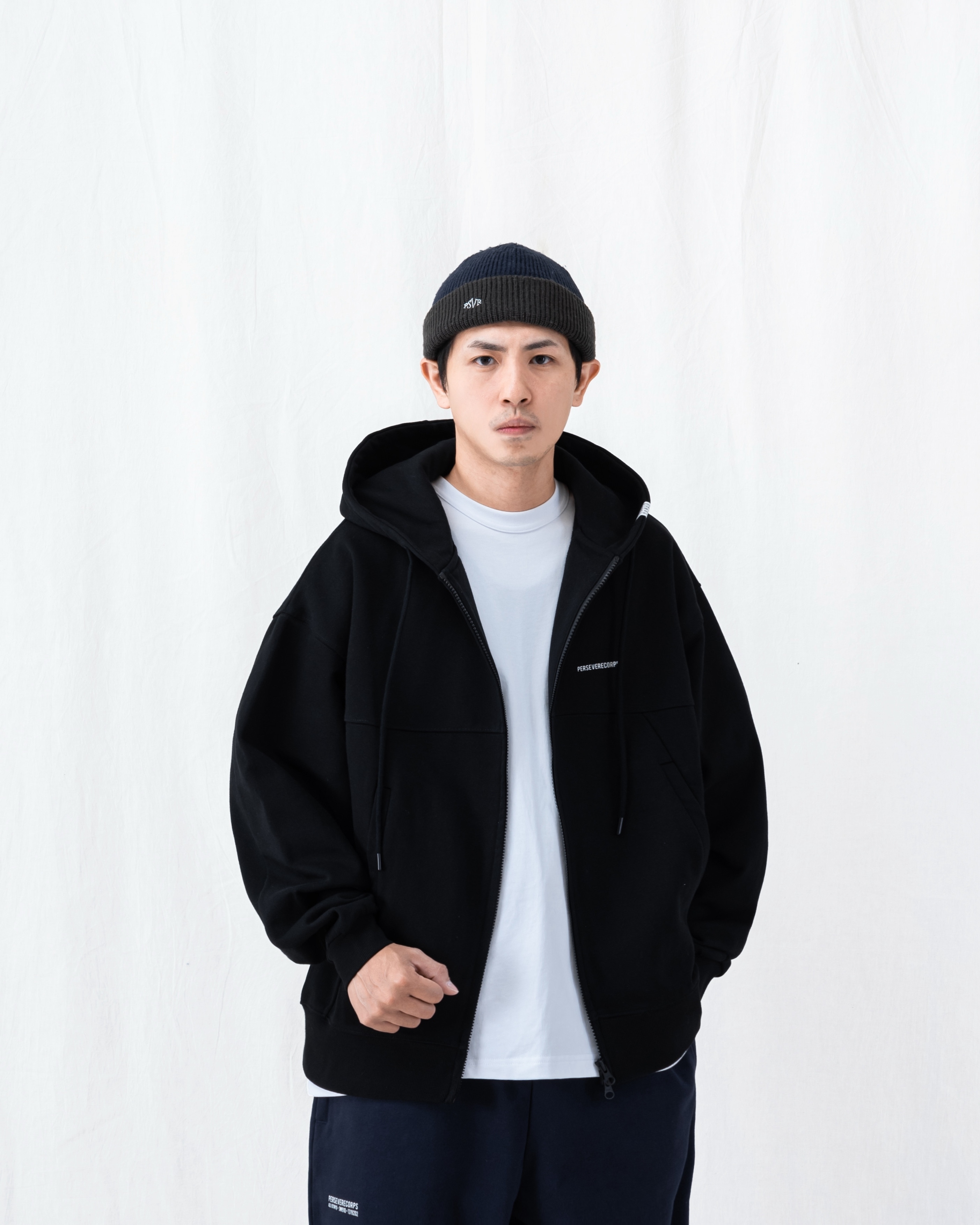 PERSEVERE HEAVYWEIGHT COTTON HOODIE JACKET 黑色 正面