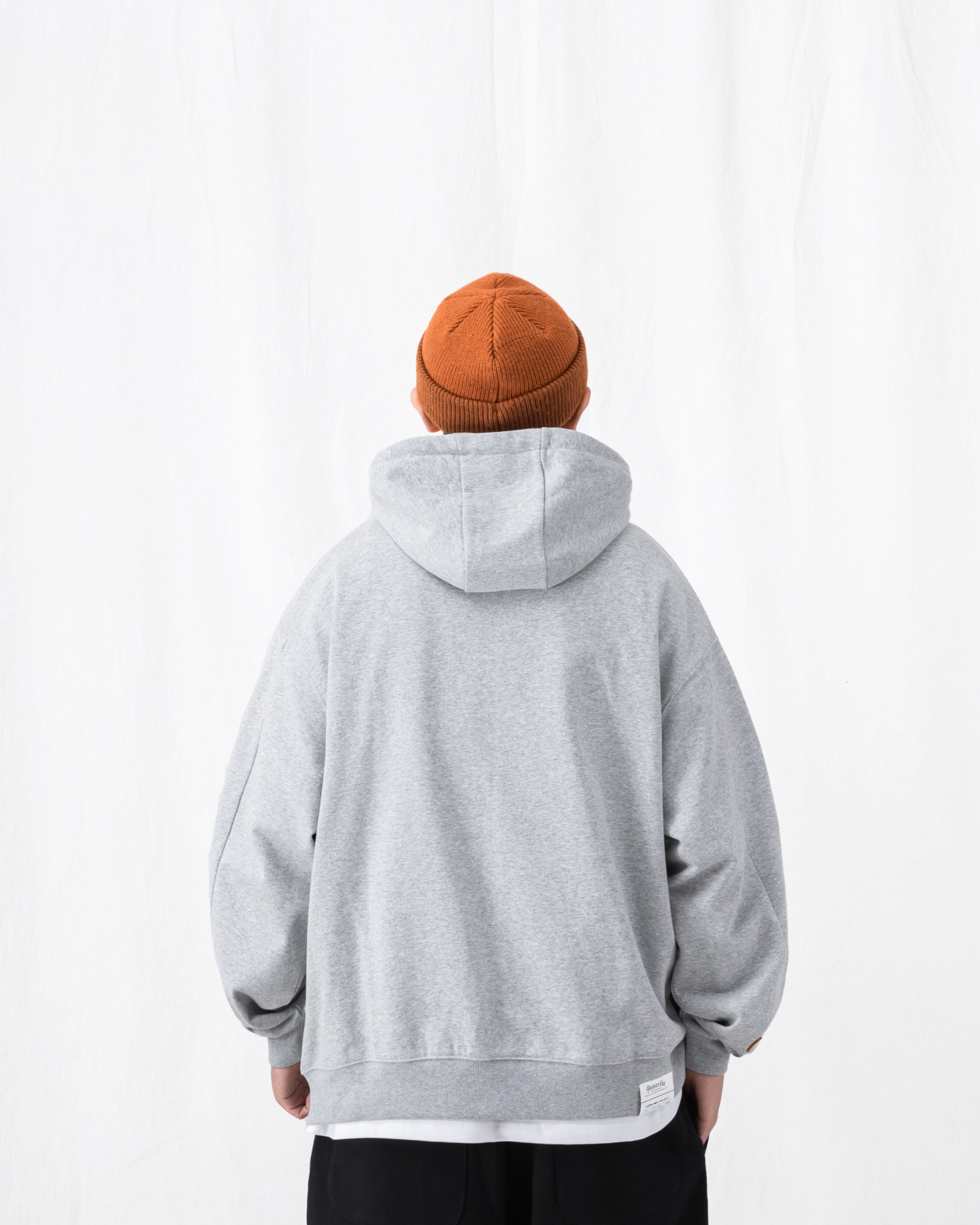 PERSEVERE HEAVYWEIGHT COTTON HOODIE JACKET 麻花灰 背面