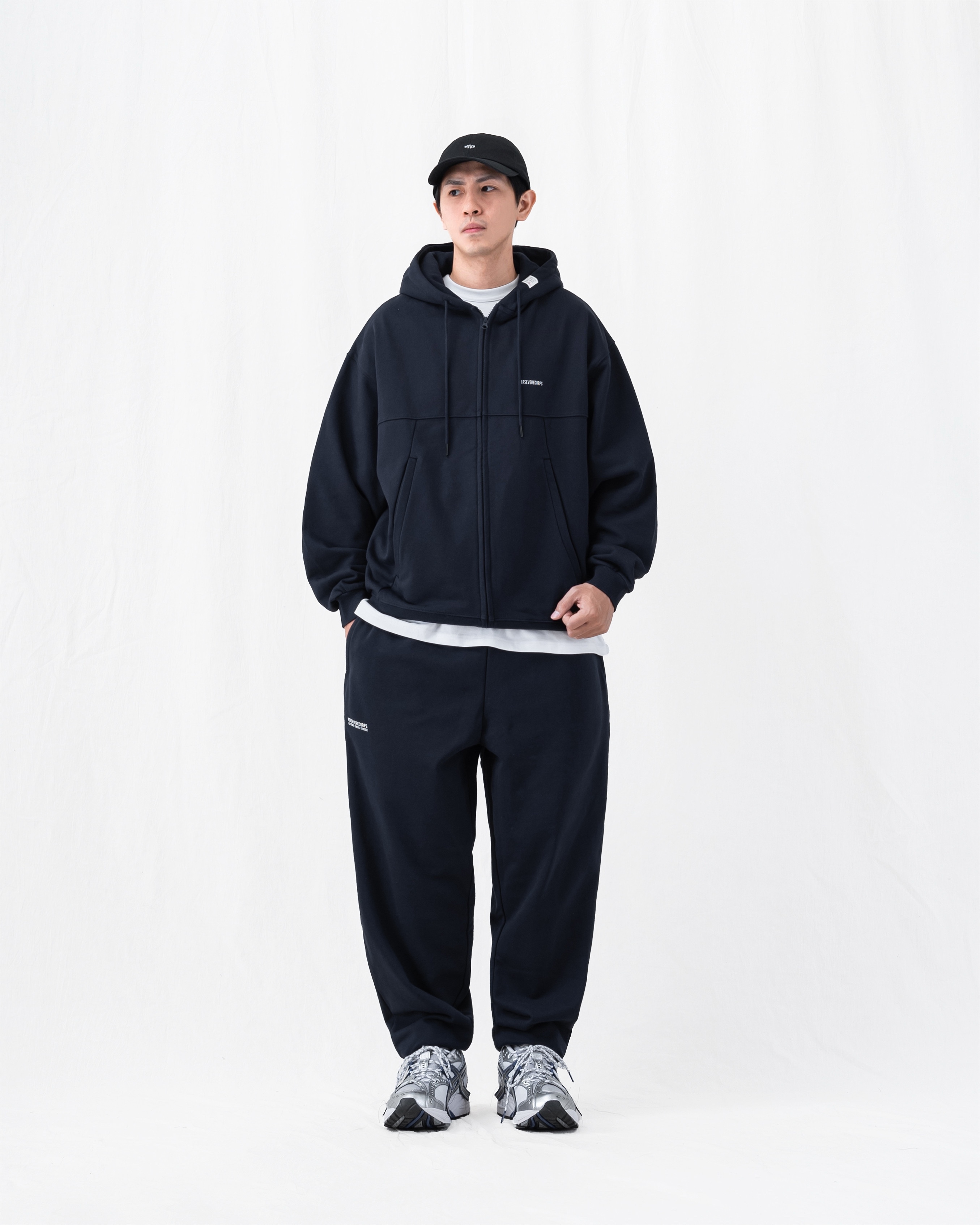 PERSEVERE HEAVYWEIGHT COTTON HOODIE JACKET & SWEATPANTS 高磅數棉質套裝 黑藍色