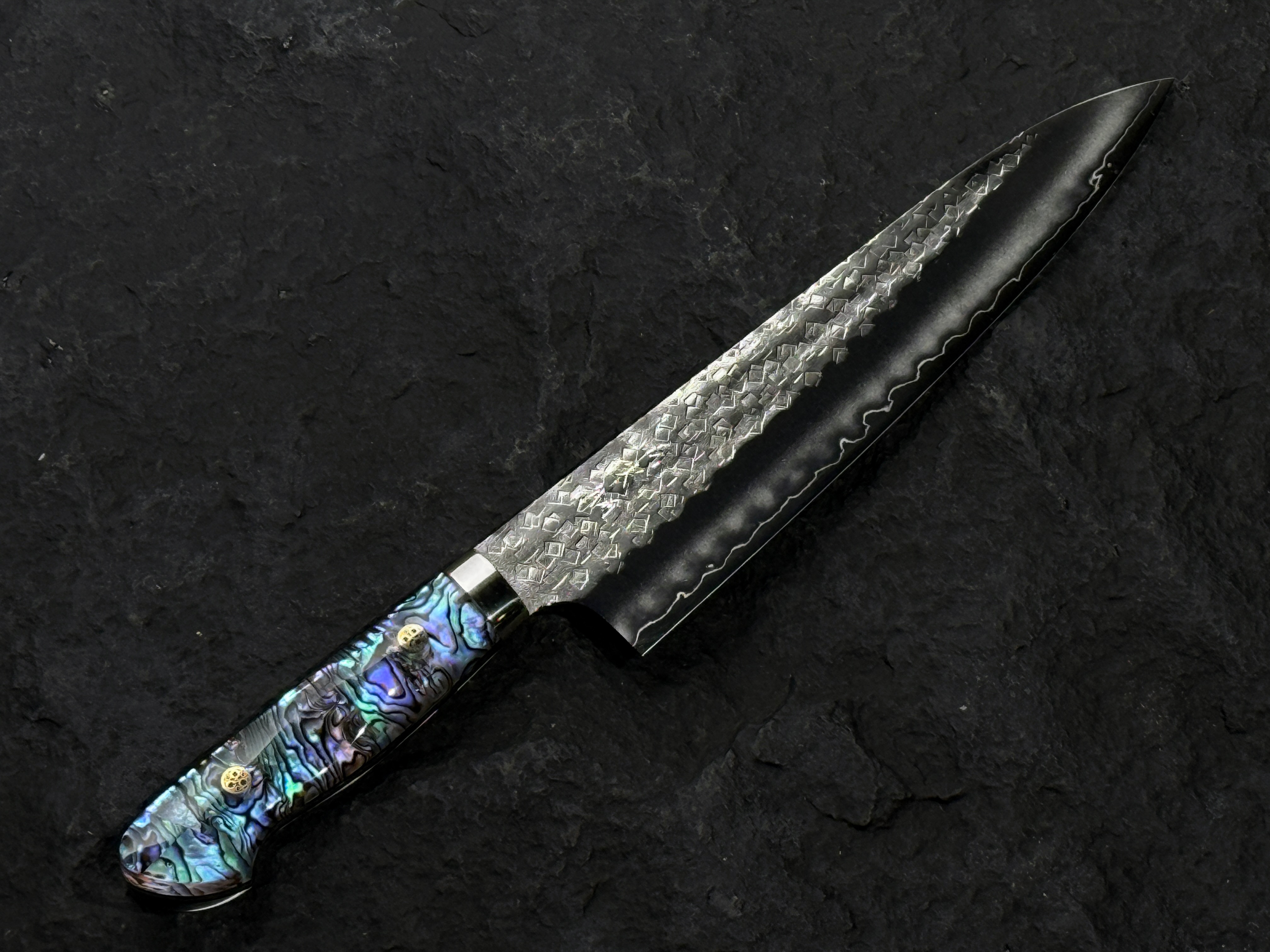 加藤義実 SG2 粉末鋼 角槌目 牛刀 洋式 鮑螺鈿柄