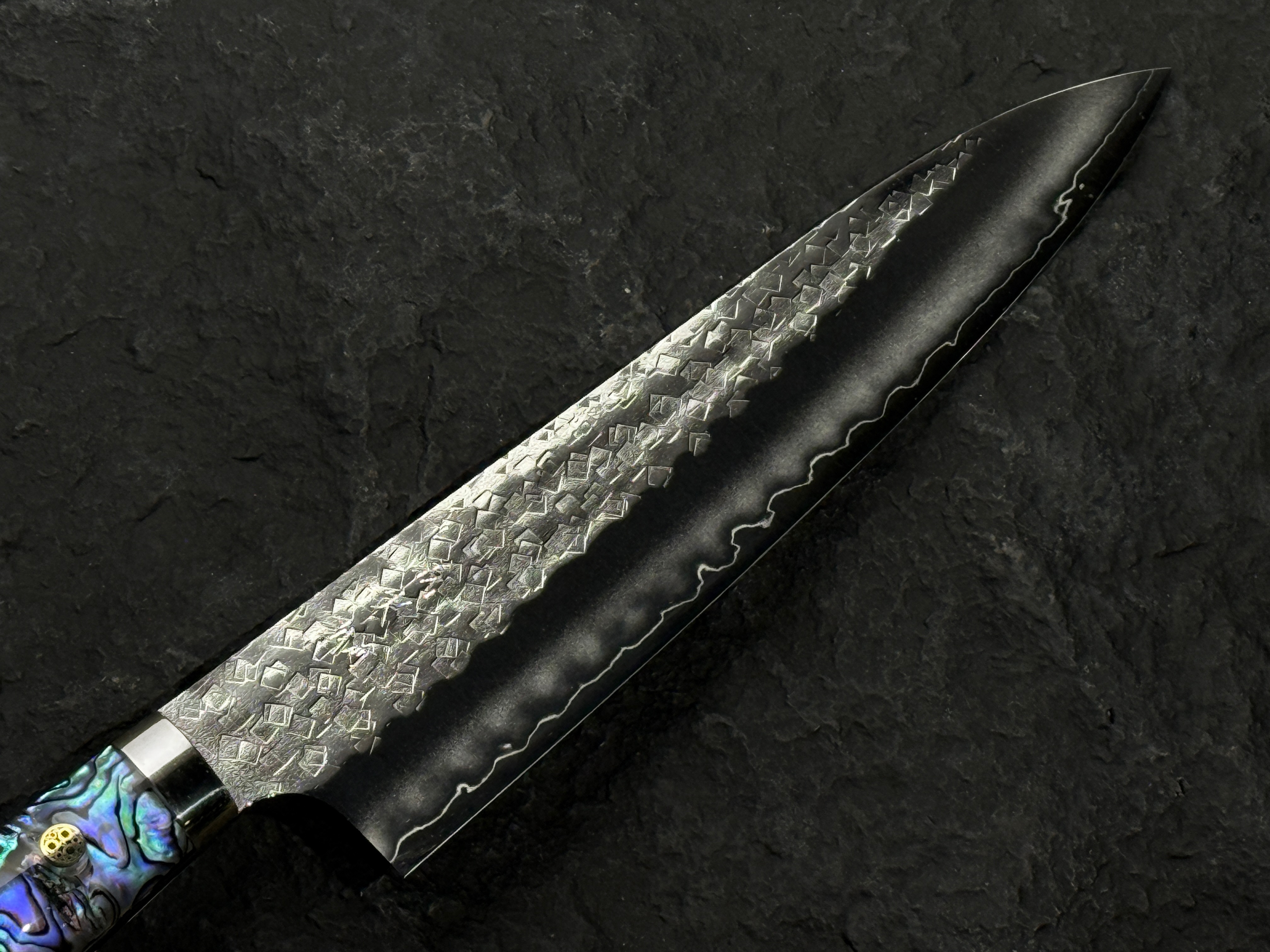 加藤義実 SG2 粉末鋼 角槌目 牛刀 洋式 鮑螺鈿柄