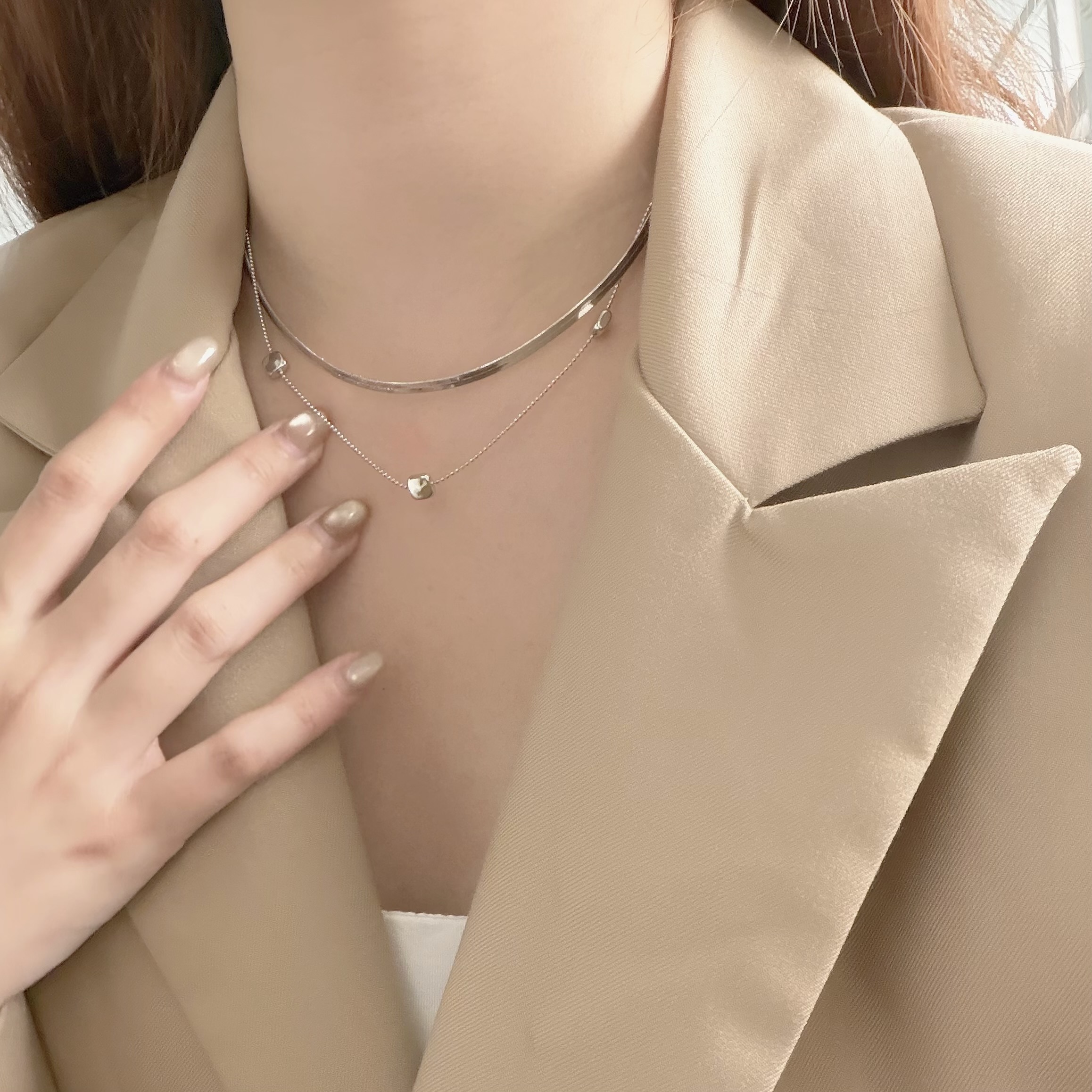 K127小方片雙層蛇骨鏈