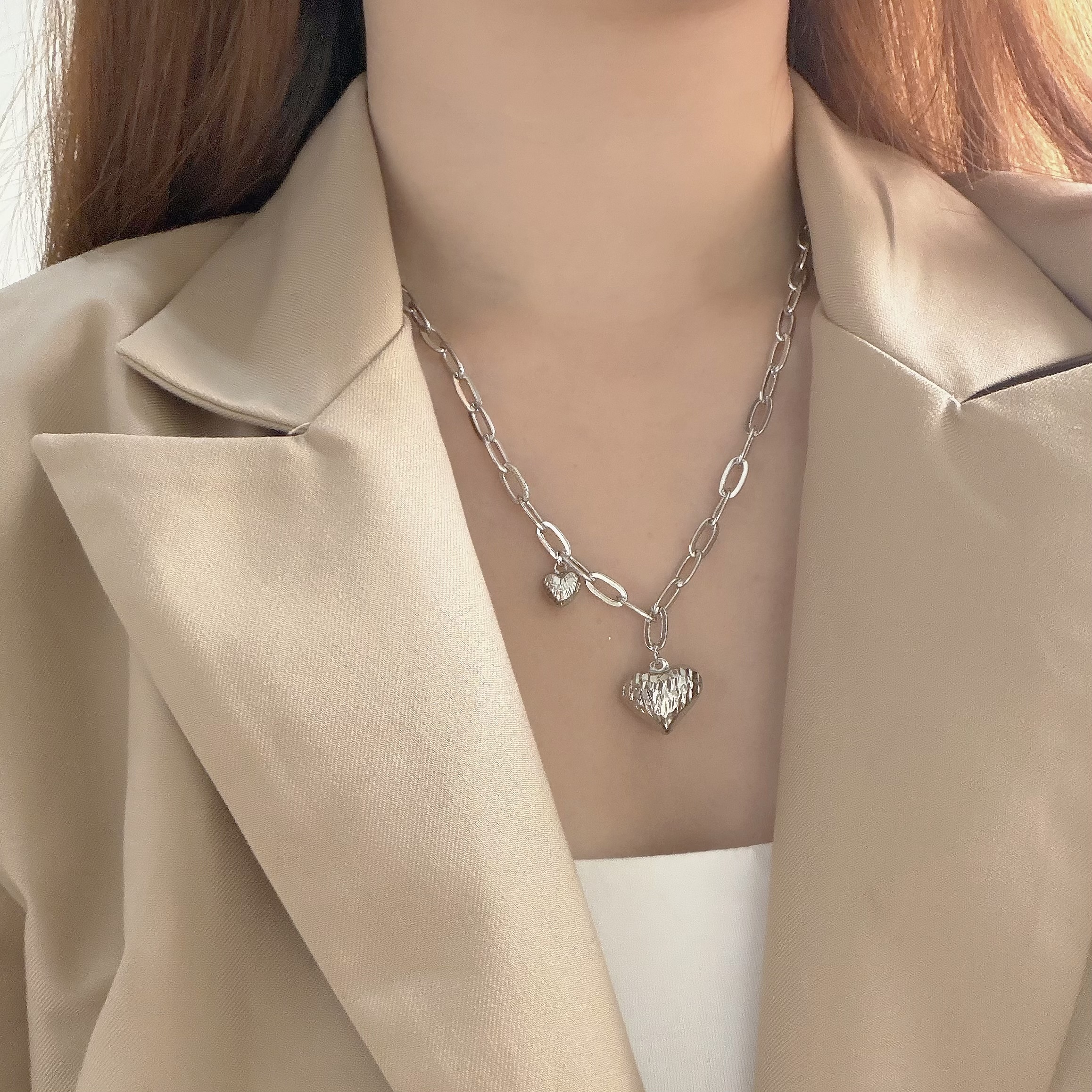 K125切割愛心鏈條頸鏈