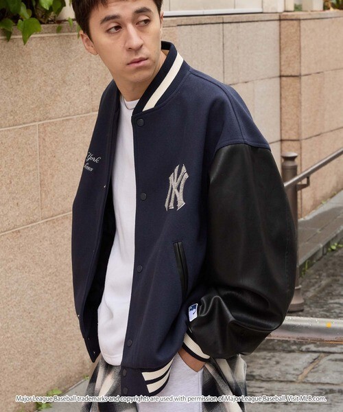 MONO-MART X MLB 日本限定 手臂 隊徽 刺繡 皮革 棒球 外套