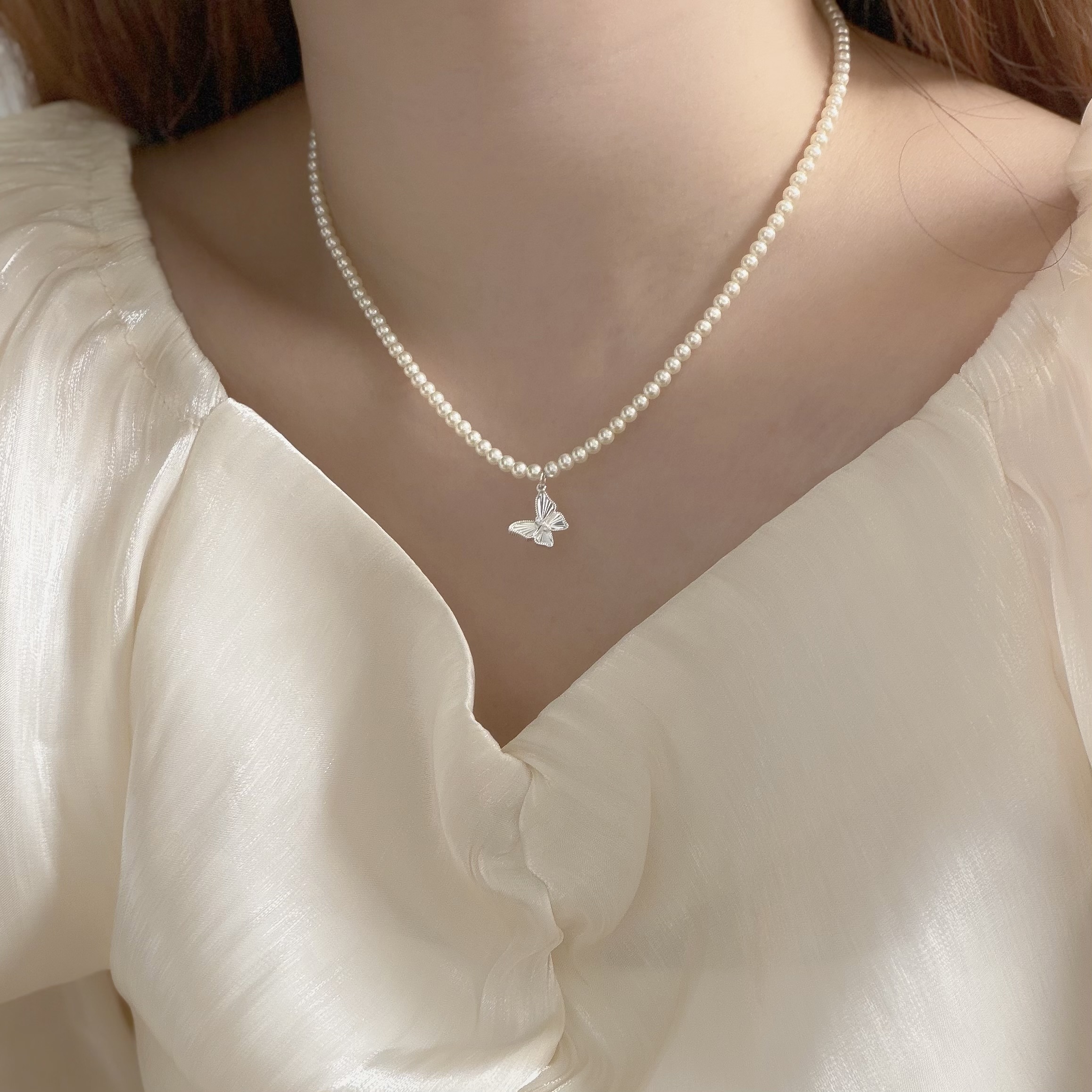 K108切割蝴蝶珍珠頸鏈