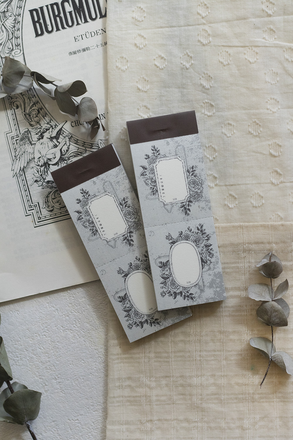 樂意Loi．舊書頁-玫瑰花框/朱槿花框 便箋本 <整本/綜合分裝>