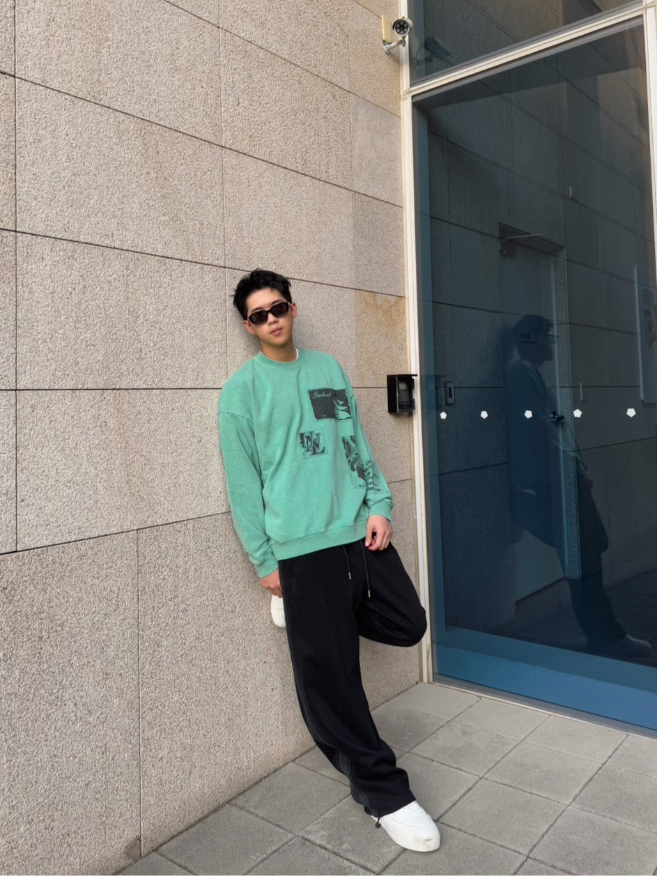 OVDY 貼布水洗寬鬆長袖