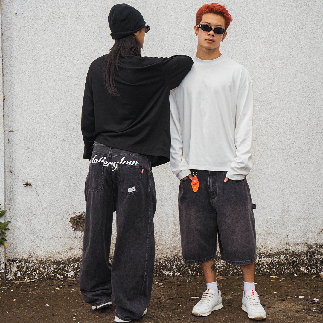 A.A Stone Washed Baggy 水洗印花LOGO氣球寬褲