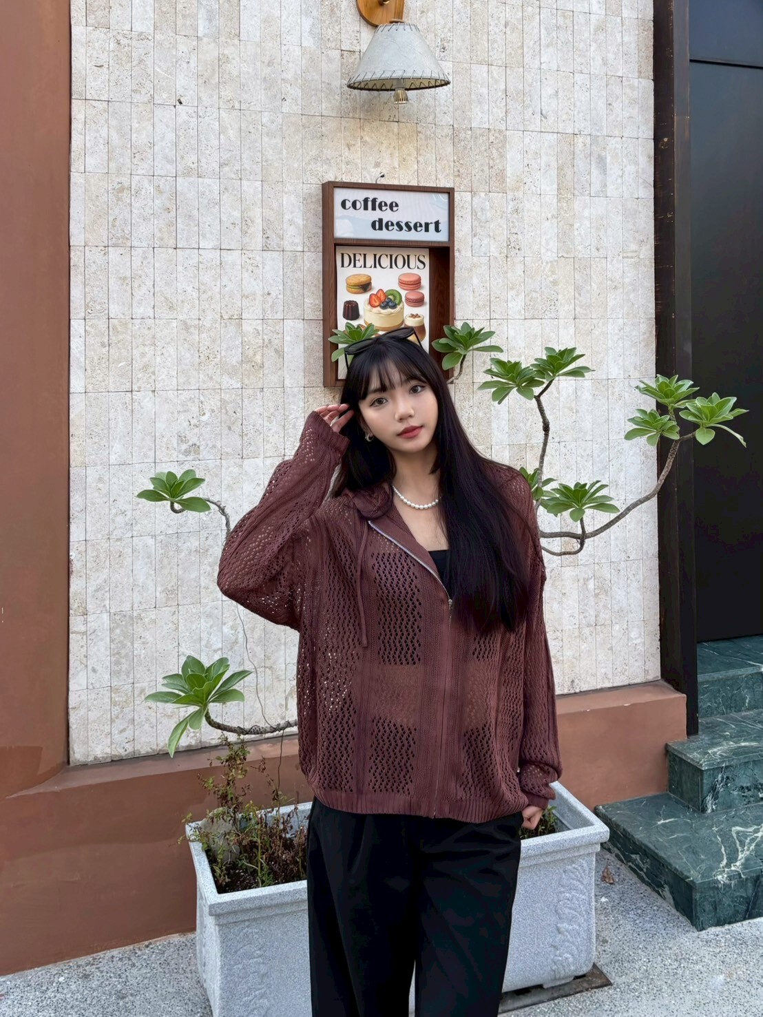 OVDY 美式復古 簍空罩衫