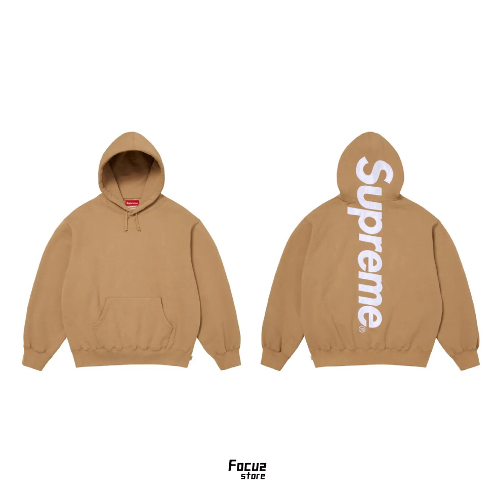 【Focus Store】現貨秒發 Supreme FW25 Satin Applique Hooded Sweatshirt 背後大Logo 帽T 卡其