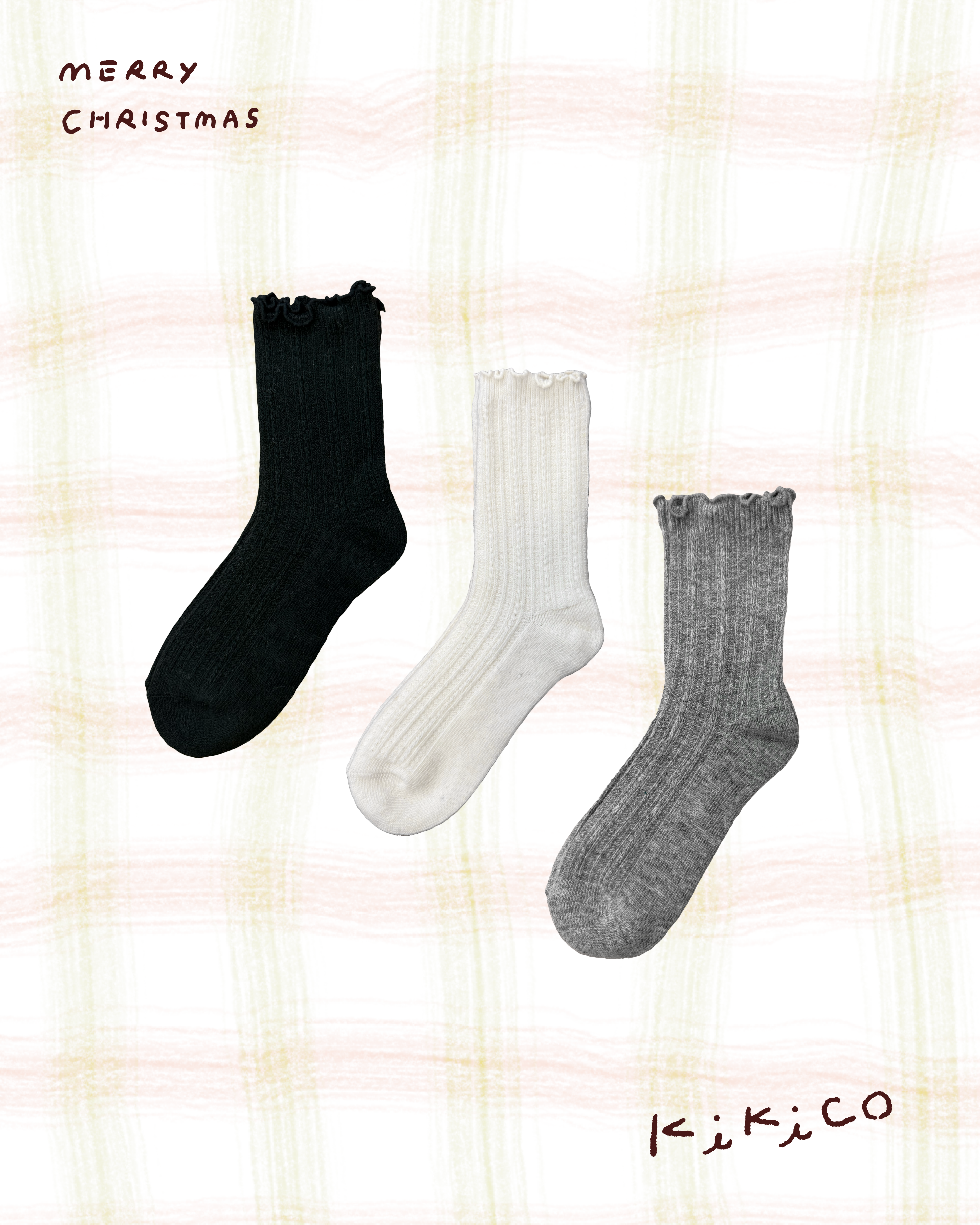 麻花扭紋羊毛中長襪仔