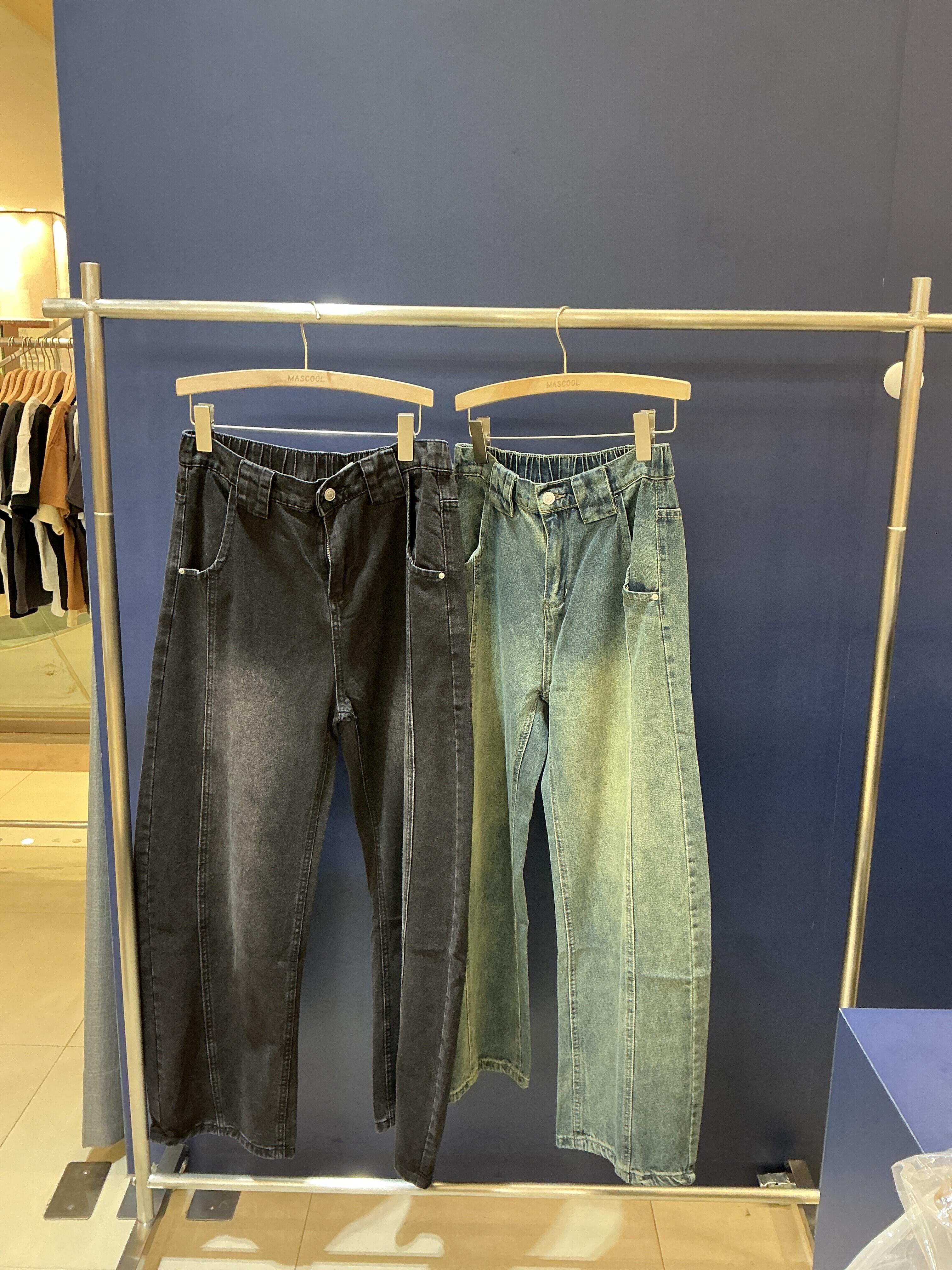 2567 彎刀闊腿牛仔褲