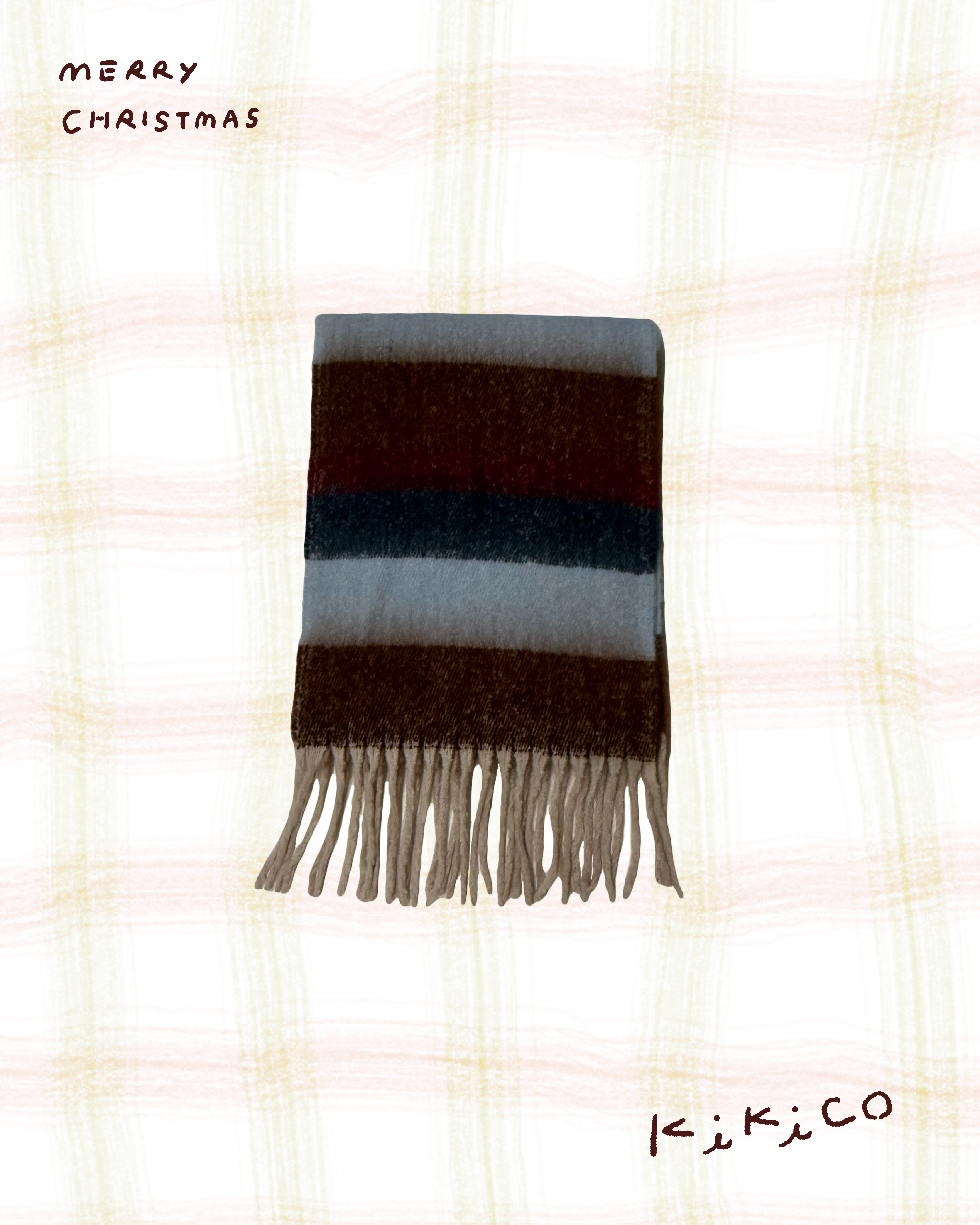 舒服羊毛拼色頸巾