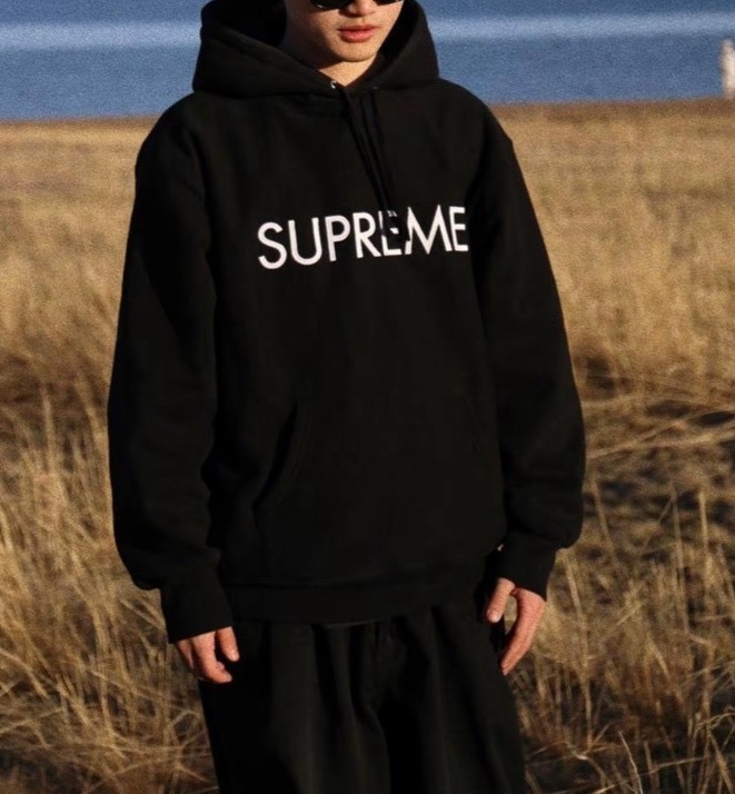 【Focus Store】現貨秒發 Supreme Capital logo-print hoodie 黑色 連帽衛衣 帽T