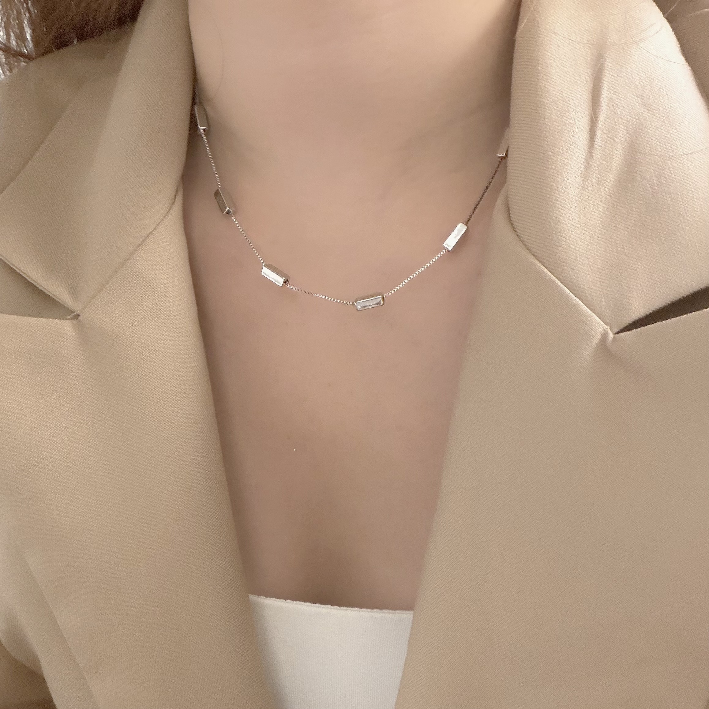 K95分布式長方銀塊頸鏈