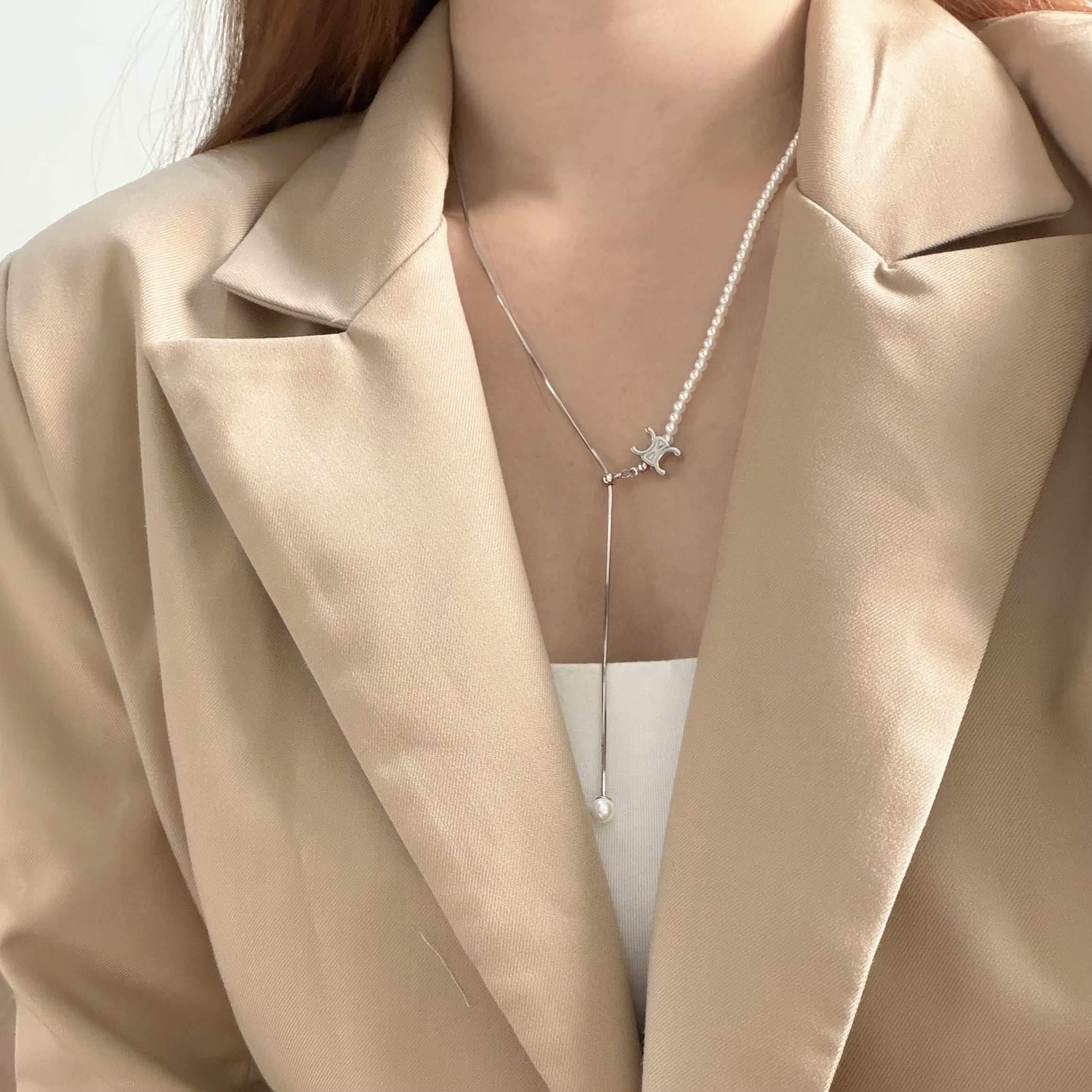 K91珍珠金標伸縮Y字頸鏈