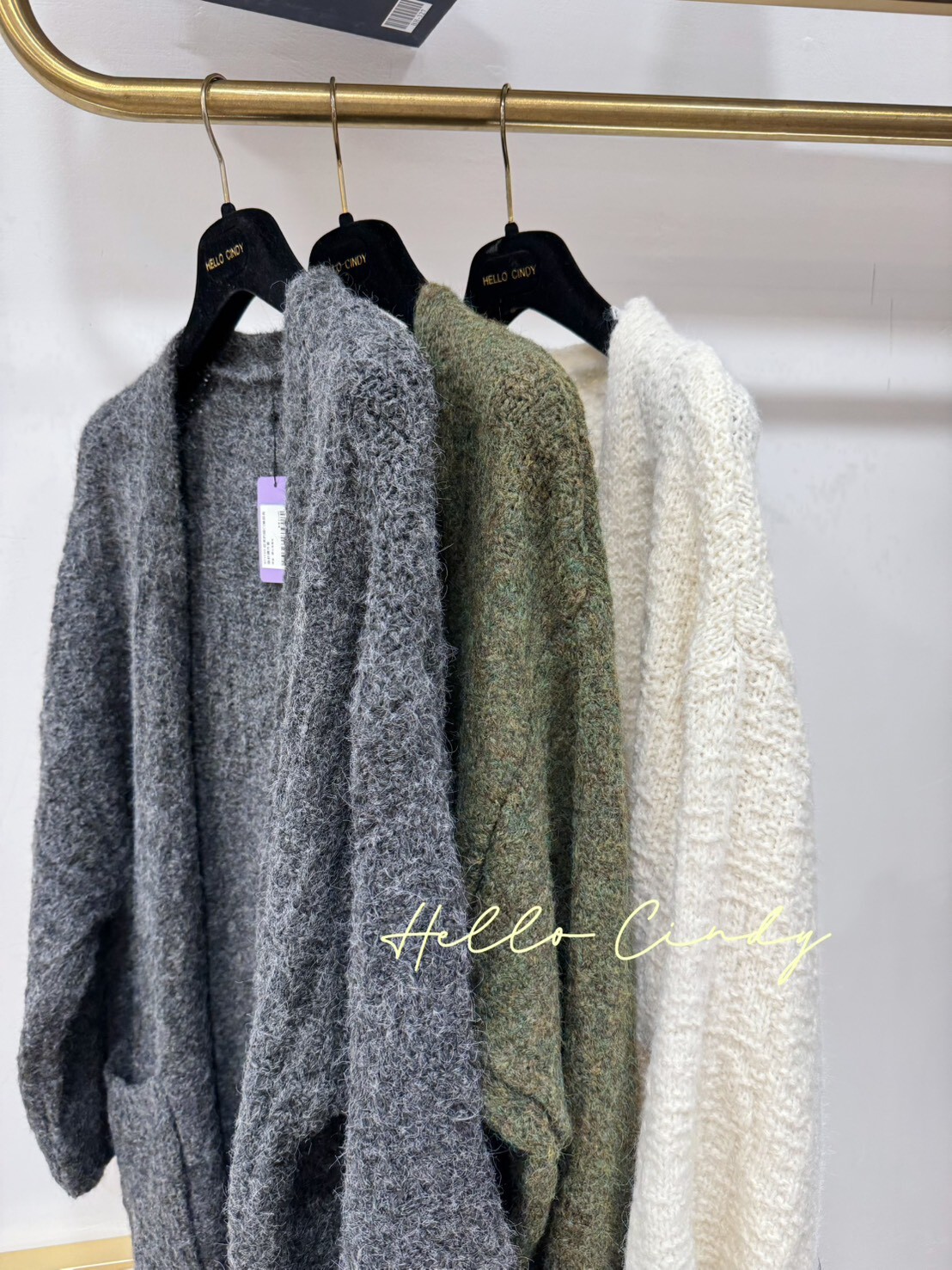 B11139 超美的縮口袖超長版針織外套