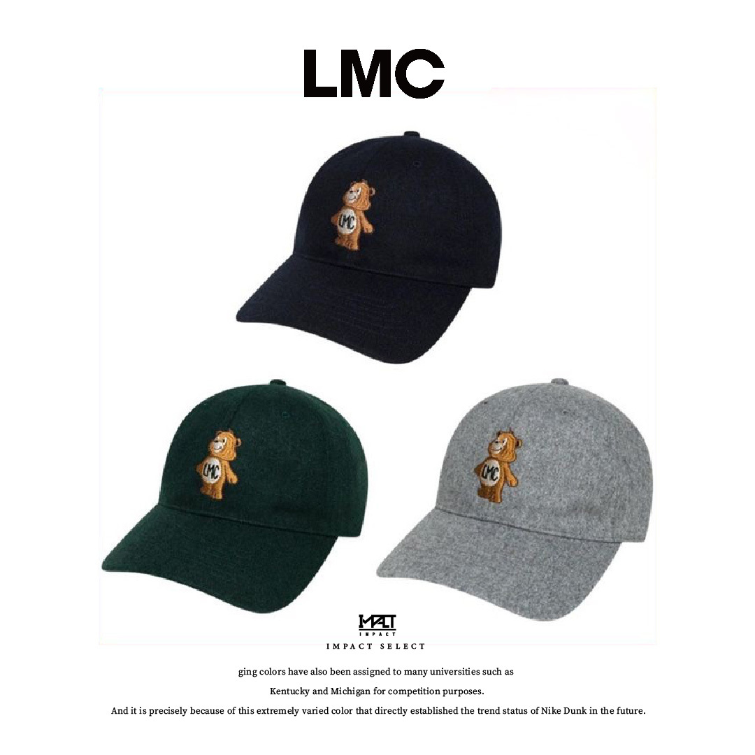 LMC EMB BEAR WOOL 6PANEL CAP 棒球帽 老帽 韓國 招牌小熊  三色