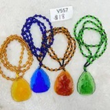 [S] GEMZ & CO JXTA LIU LI PENDANT WITH GLASS NECKLACE Huang Cai Shen wealth, V557 (V557)