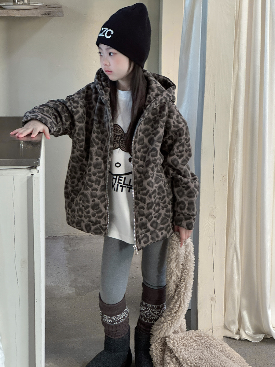 美式復古豹紋加絨外套