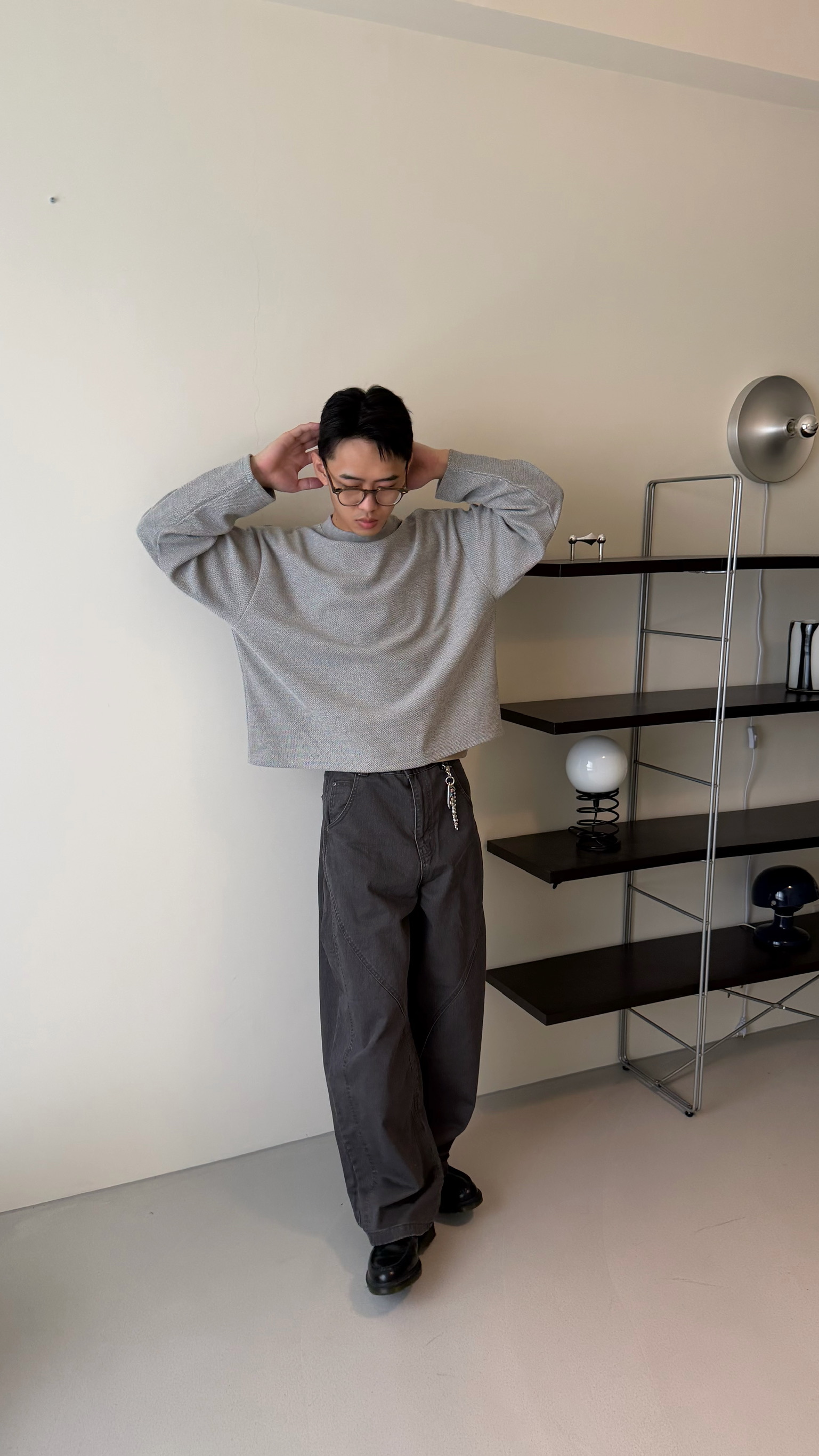 細緻針織寬短上衣（限量）