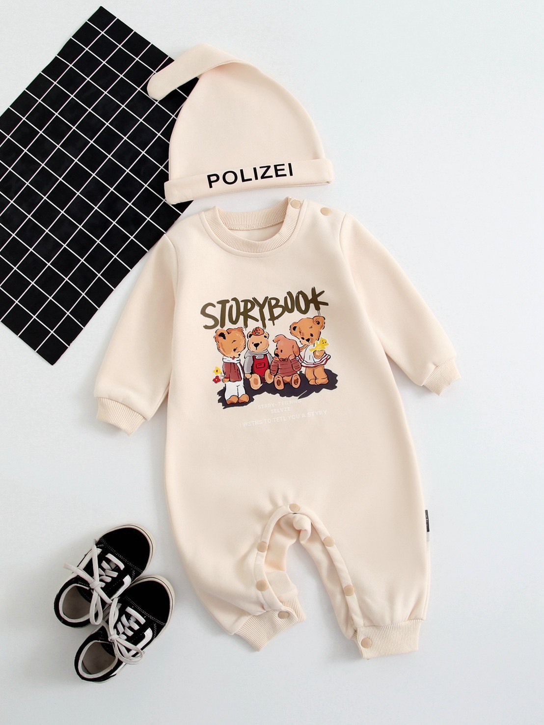 可愛小熊一家爬服|含帽