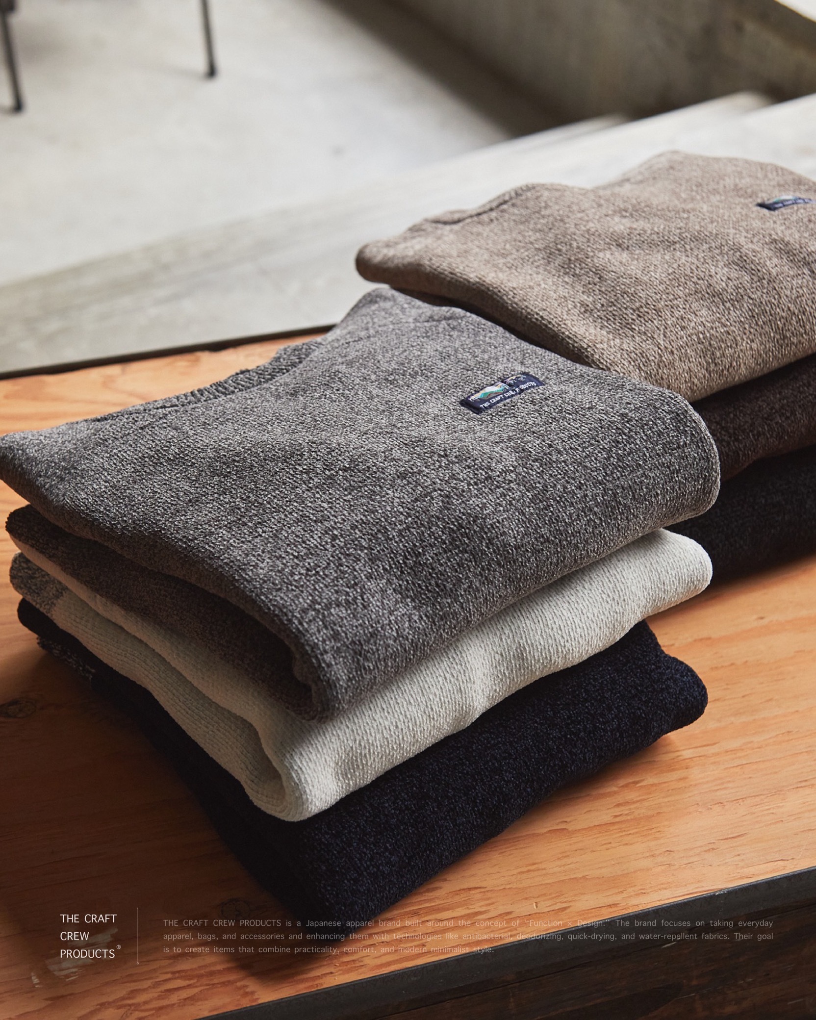 THE CRAFT CREW PRODUCTS - マルチファンクショナル 配色モールヤーン ラグランスリーブ オーバーサイズ クルーネックニット/アンチピリング・マシンウォッシャブル