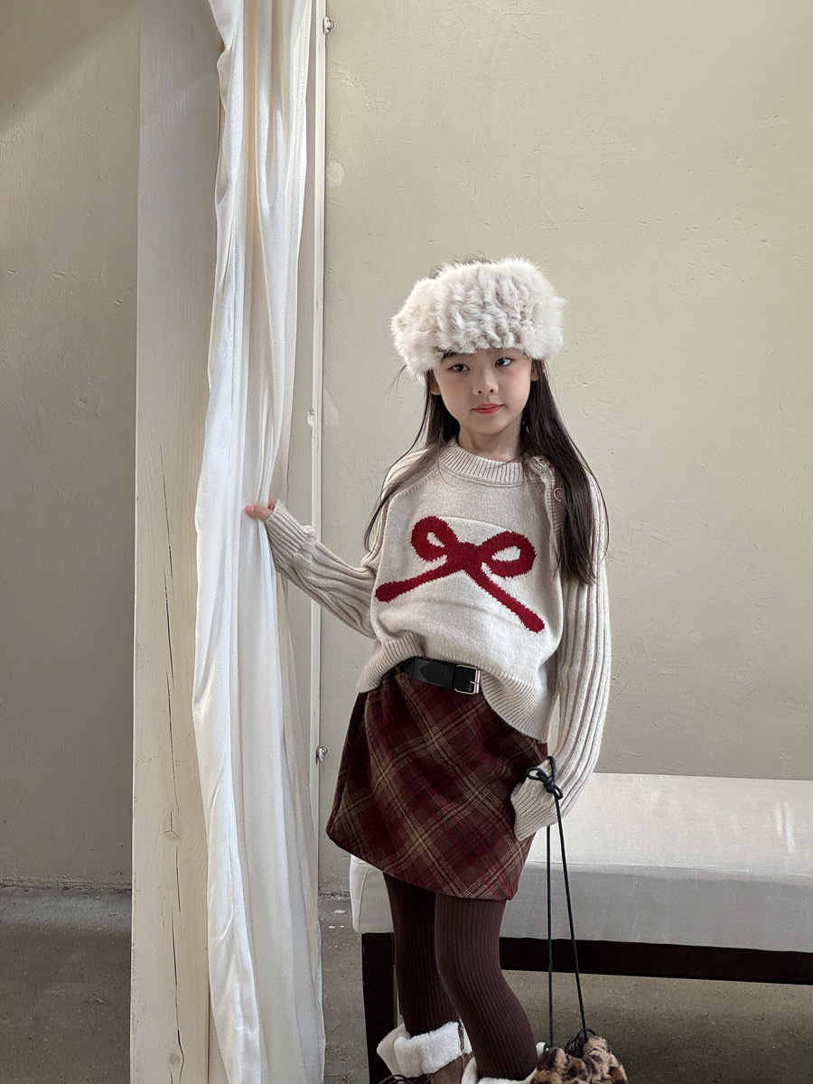 美拉德復古格紋毛呢褲裙