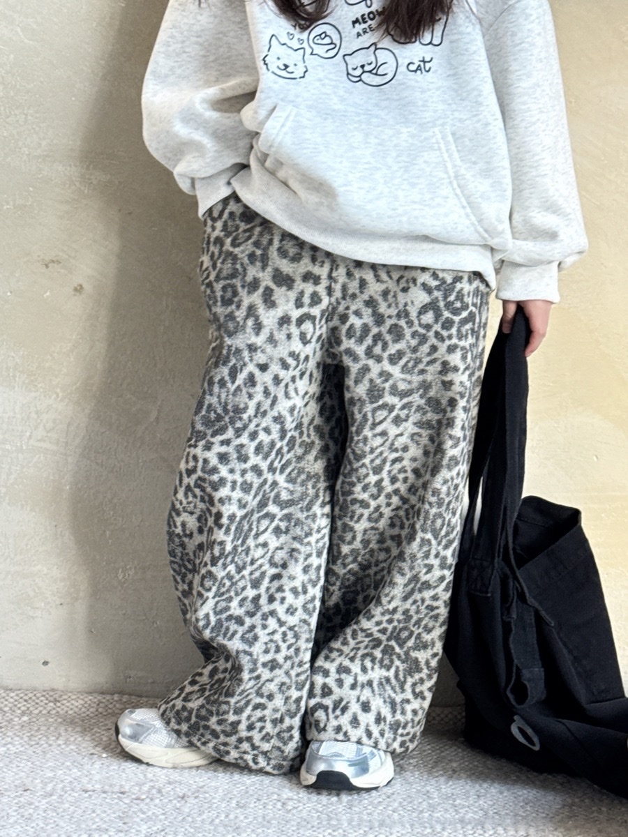 經典復古直筒豹紋加絨褲