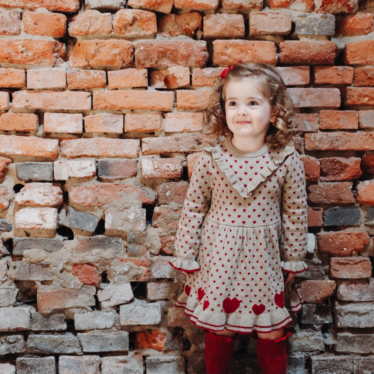 〖 Hust & Claire 〗咖啡荷葉V領愛心洋裝