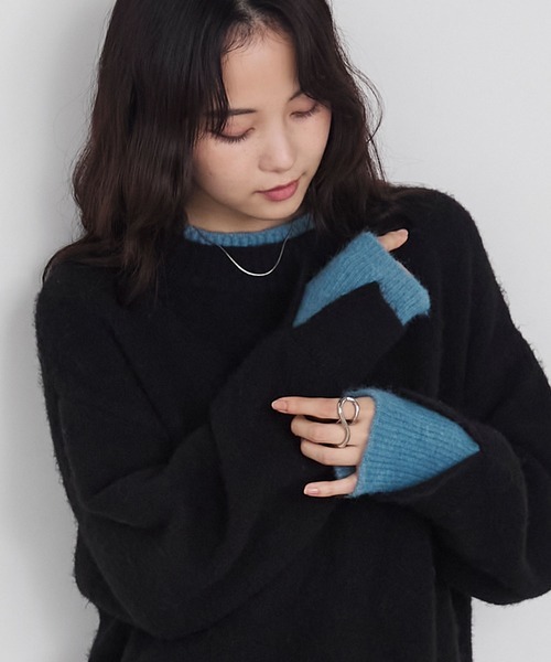 日本🇯🇵連線 Forksy 雙層開衩微高領針織毛衣 針織衫 分層 層次感 開衩 寬鬆 長袖 毛衣 微高領 5色(任買兩件711免運)/預購