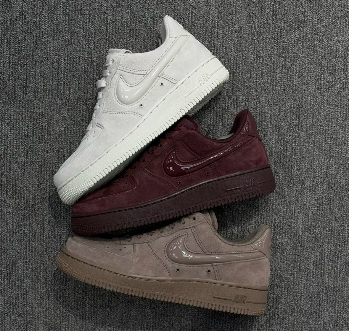 Nike Air Force 1 酒紅色 奶油灰 摩卡棕 麂皮 果凍勾 絨面 HV4406-600 HV4406-001 HV4406-200/預購