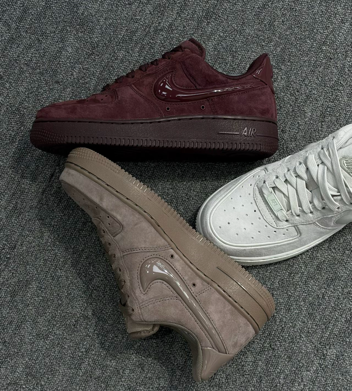 Nike Air Force 1 酒紅色 奶油灰 摩卡棕 麂皮 果凍勾 絨面 HV4406-600 HV4406-001 HV4406-200/預購