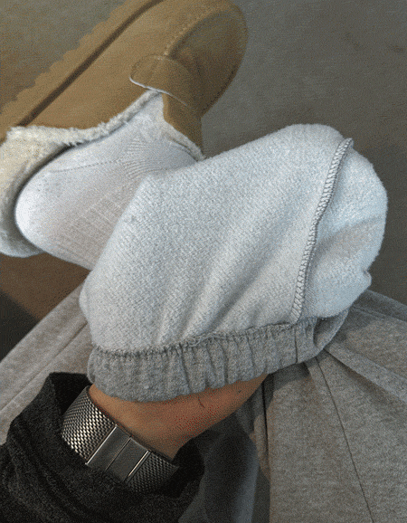 褶襉羊毛抓絨慢跑褲