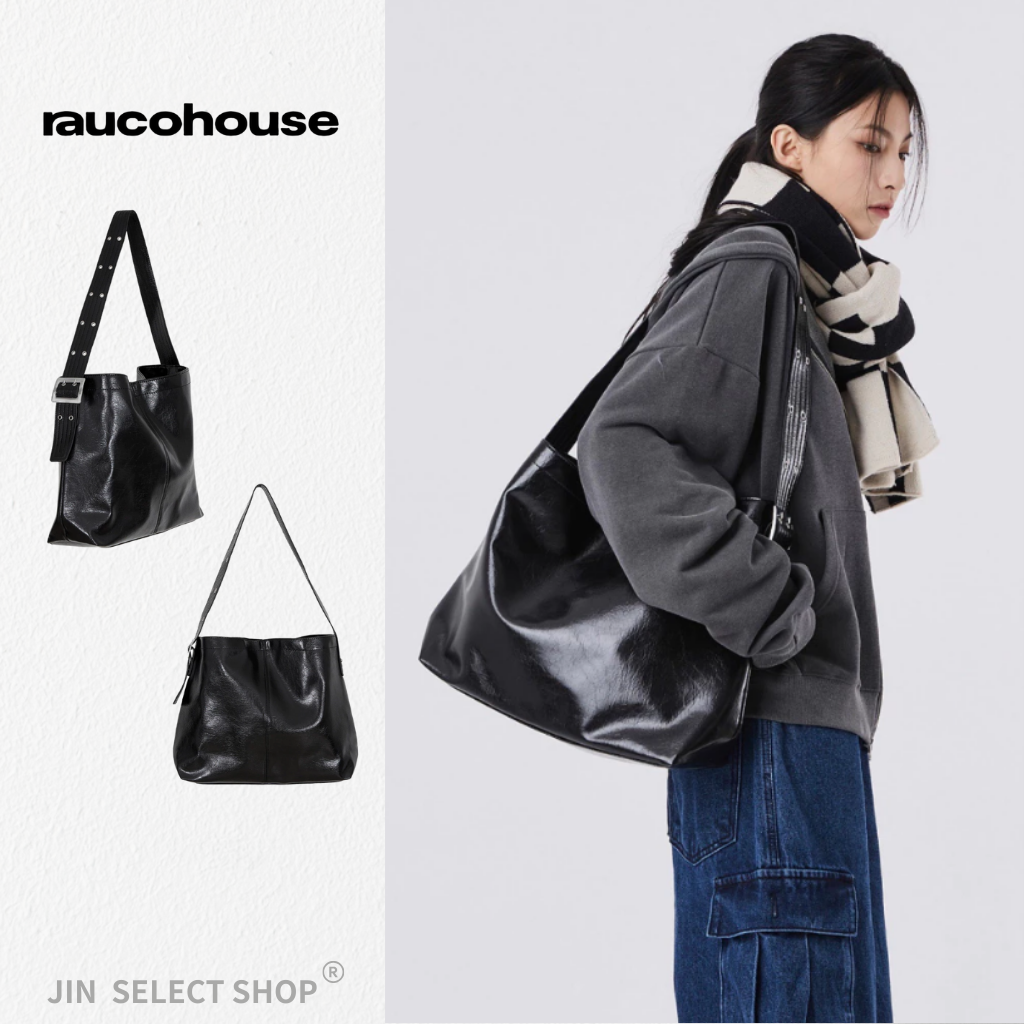 Raucohouse 皮帶扣 光澤感 亮面 皮革 大容量 肩背包 斜跨包 RB-001