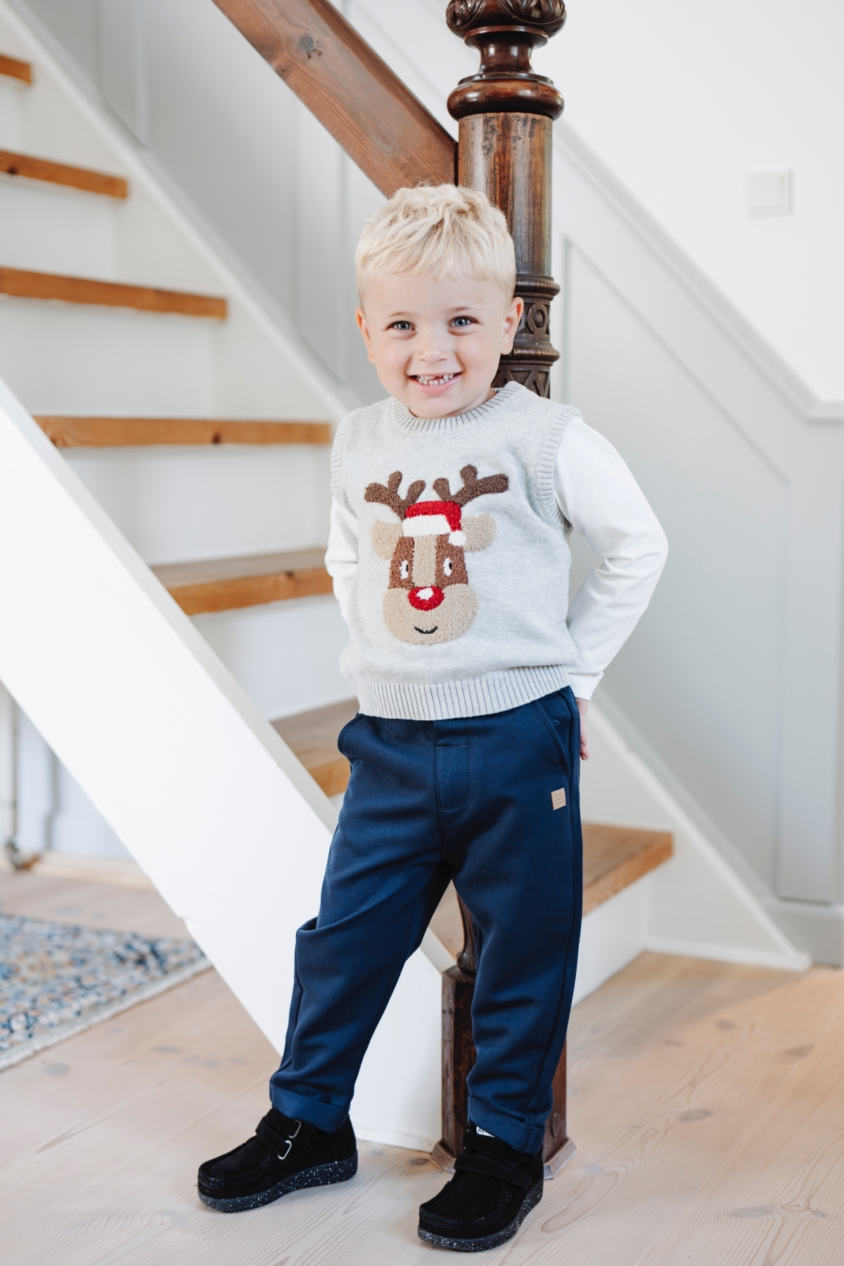 〖 Hust & Claire 〗深藍反摺口袋長褲