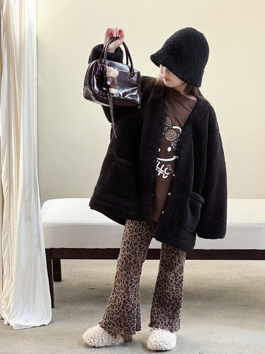 寬鬆豹紋小貓中長版上衣