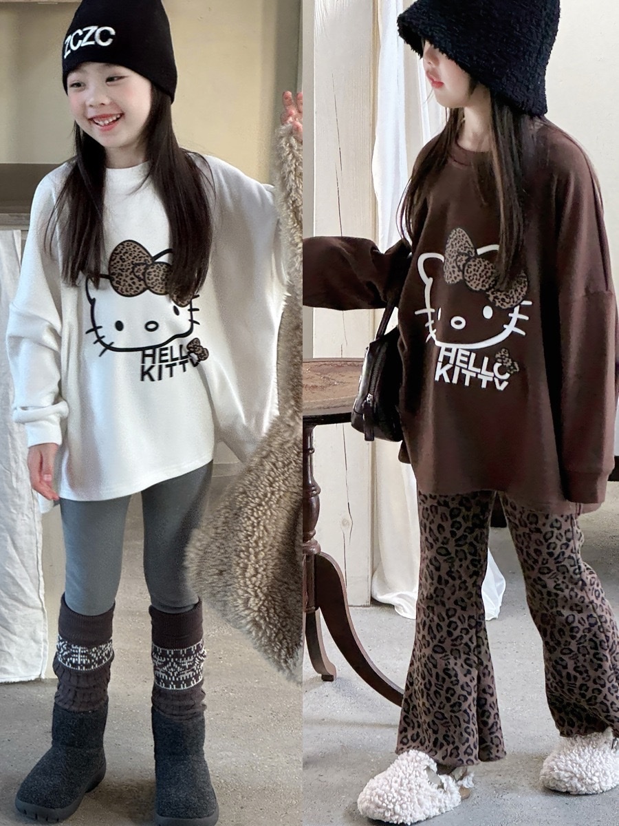 寬鬆豹紋小貓中長版上衣