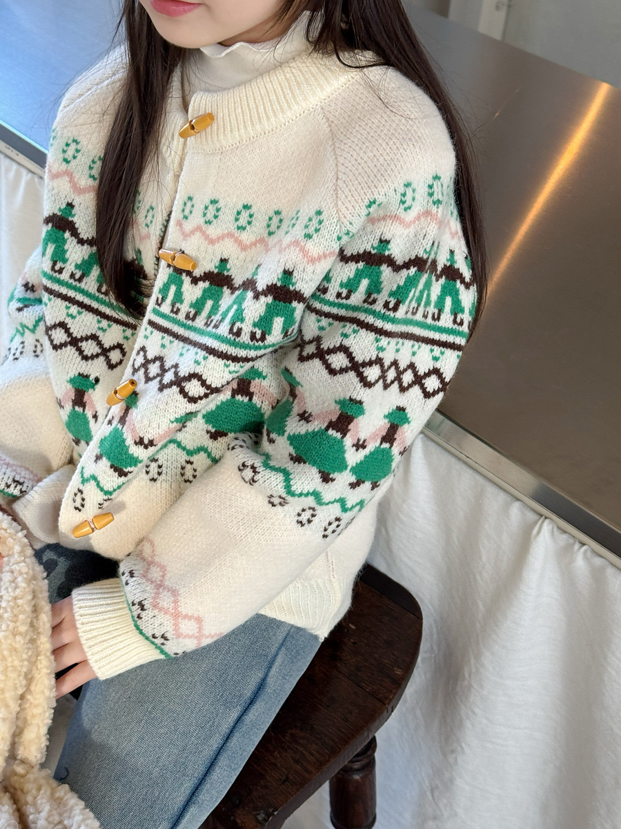 費爾島溫柔風針織牛角外套