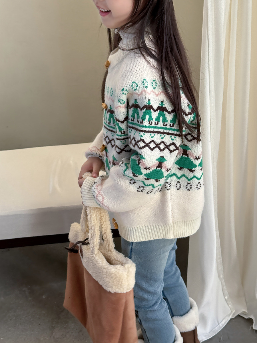 費爾島溫柔風針織牛角外套