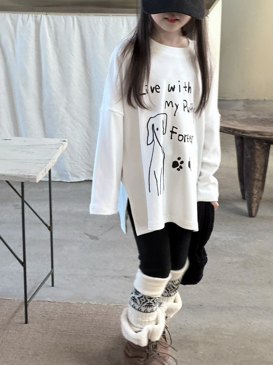 開衩狗狗長袖上衣